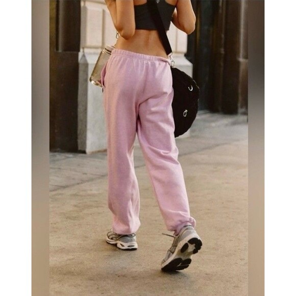 Free People For The Win Joggers Sweatpants XS High Rise Fleece Lined Candy Pink - Picture 2 of 8